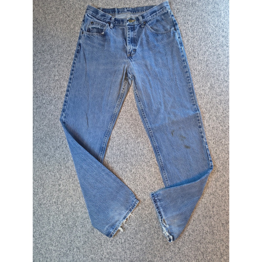 Wrangler Premium Quality Blue Straight Leg Jeans 32x34 Distressed Frayed Hem